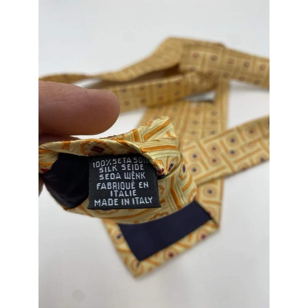 Trussardi‎ Men's 100% Silk Italy Patterned Necktie Gold